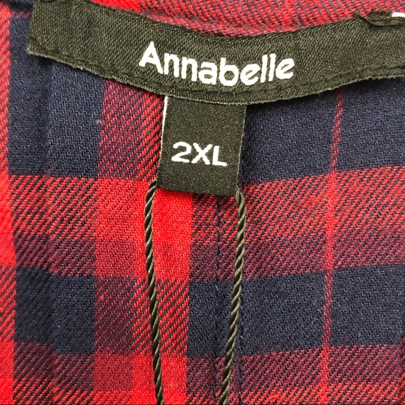 Annabelle button front dress with cinch waist red plaid gray 2X - Picture 4 of 5